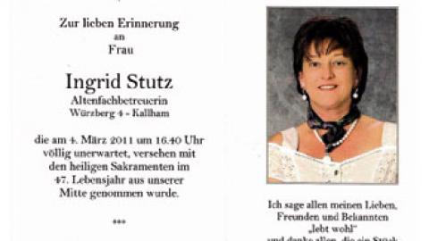 In lieber Erinnerung an unser Mitglied “Ingrid Stutz”