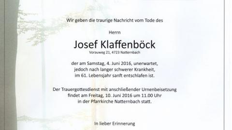 Josef Klaffenböck verstorben