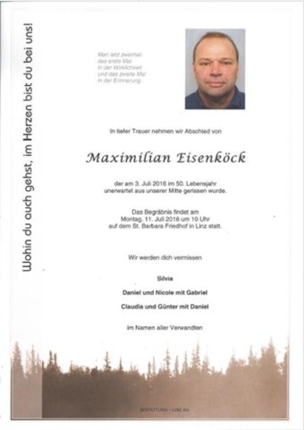 Maximilian Eisenköck verstorben