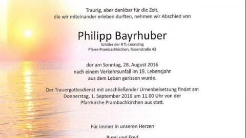 Wir trauern um unser Mitglied Philipp Bayrhuber