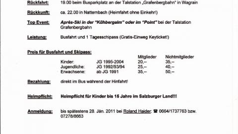 Fanclub-Schifahrt nach Wagrein im Salzburgerland