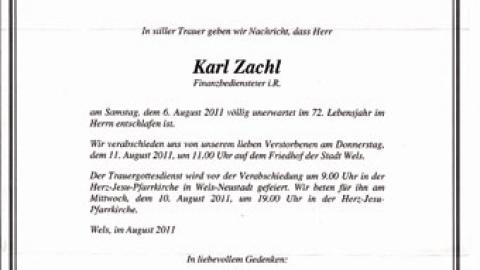 Wir trauern um unser Mitglied “Karl Zachl”