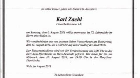 Wir trauern um unser Mitglied “Karl Zachl”