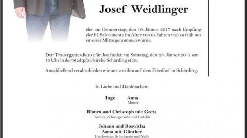 Josef “Joe” Weidlinger verstorben