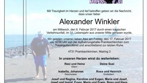 Wir trauern um unser Mitglied Alexander Winkler