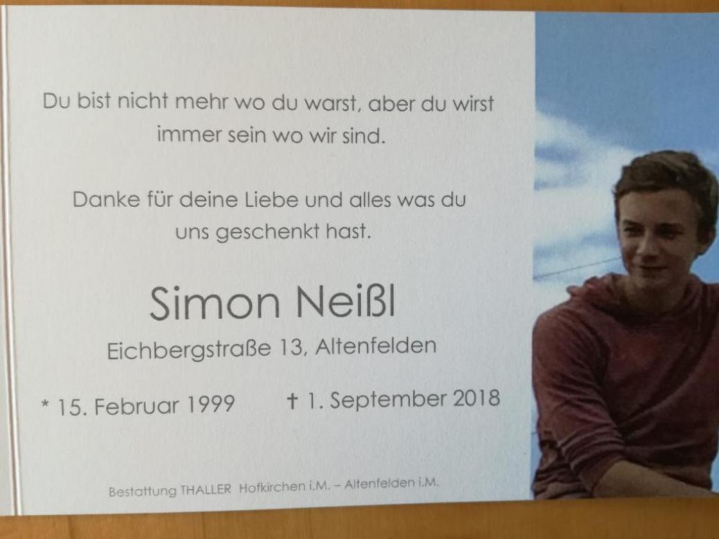 Wir trauern um unser Mitglied Simon Neißl