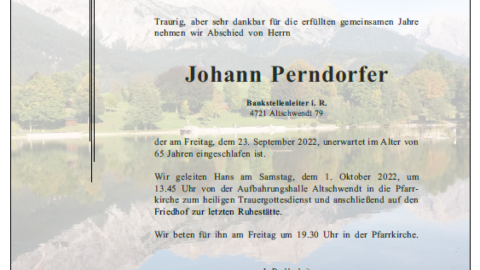 Wir trauern um unser Mitglied Johann Perndorfer
