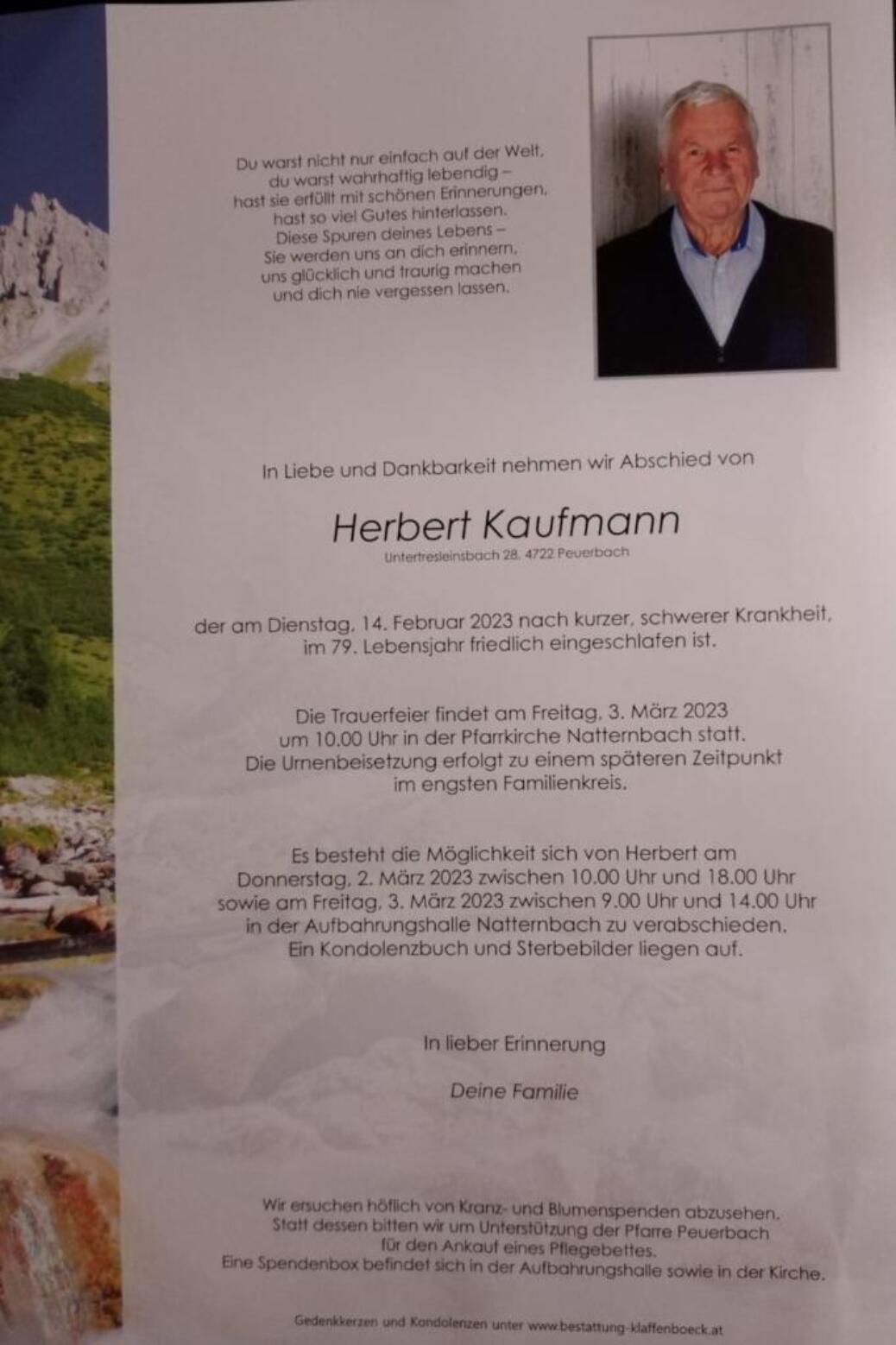 Wir trauern um unser Mitglied Herbert Kaufmann