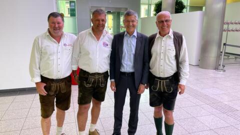 Herbert Hainer und Stefan Effenberg in Linz