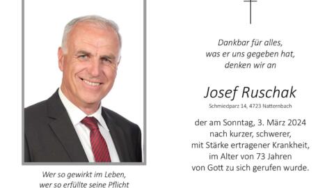 Wir trauern um unseren Kassier und Gründungsmitglied Josef Ruschak