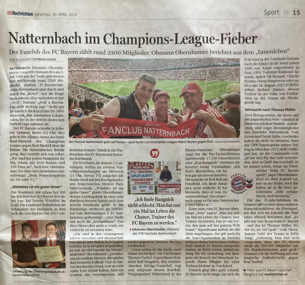 Zeitungsbericht  OÖ Nachrichten