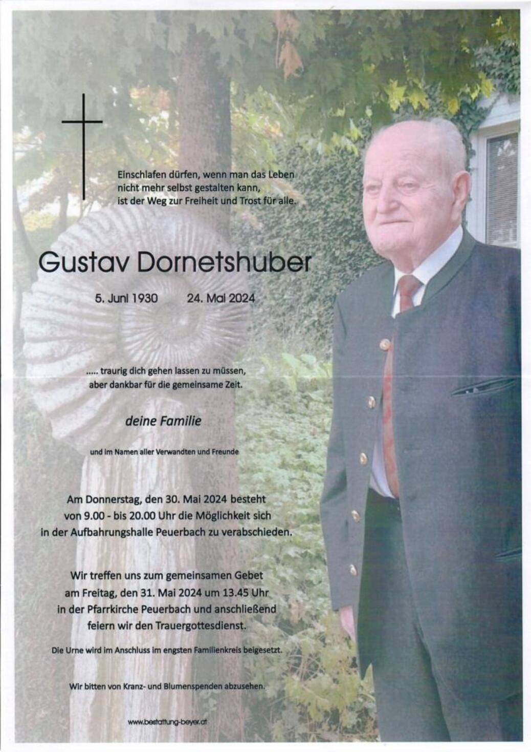 Wir trauern um Gustav  Dornetshuber